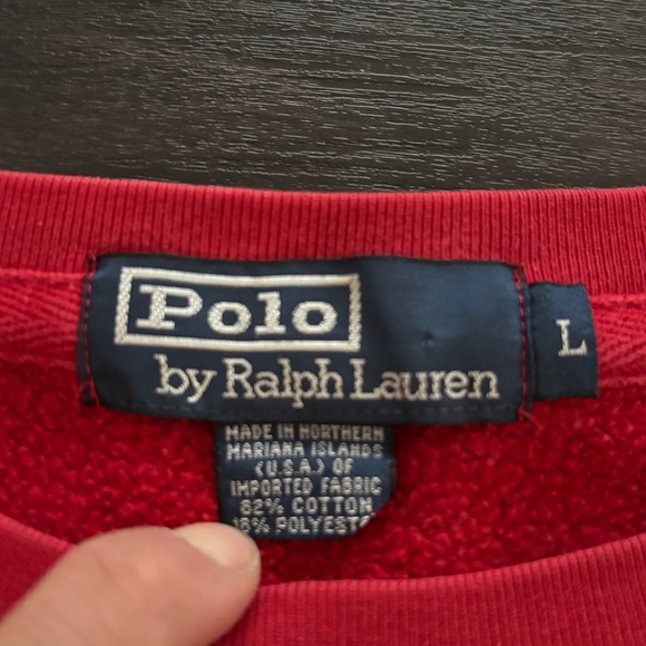 Polo Ralph Lauren Sweatshirt Men's Large Red Pony Pullover Sweater Cotton Poly - Picture 4 of 4